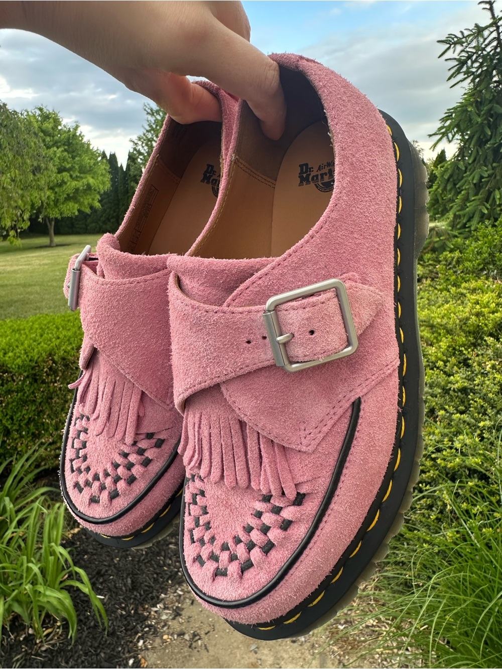 Dr. Martens RAMSEY SUEDE KILTIE BUCKLE CREEPERS Loafers - Fondant Pink